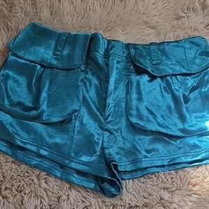 Free People Shimmering Blue Cargo Shorts